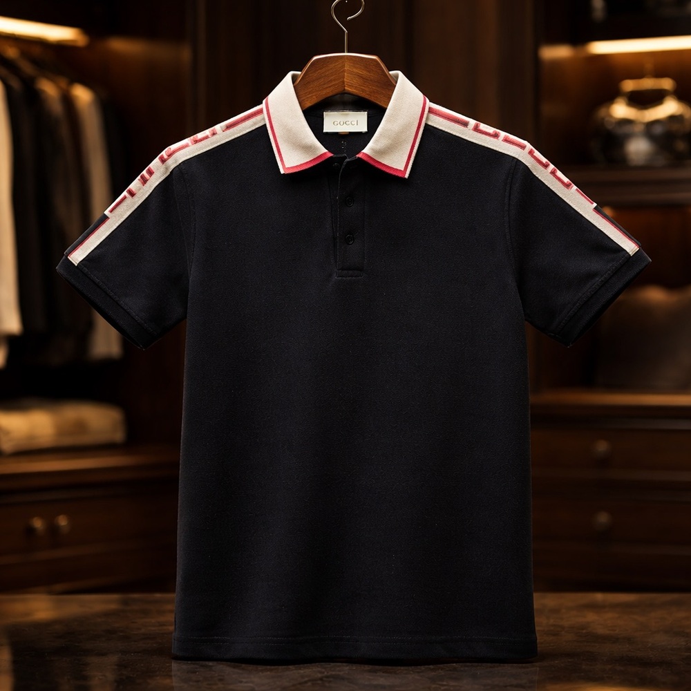Gucci black Polo with White and Red Trim